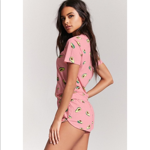 Forever 21 Other - Forever 21 Pink Avocado Pajama PJ Set Top Bottom